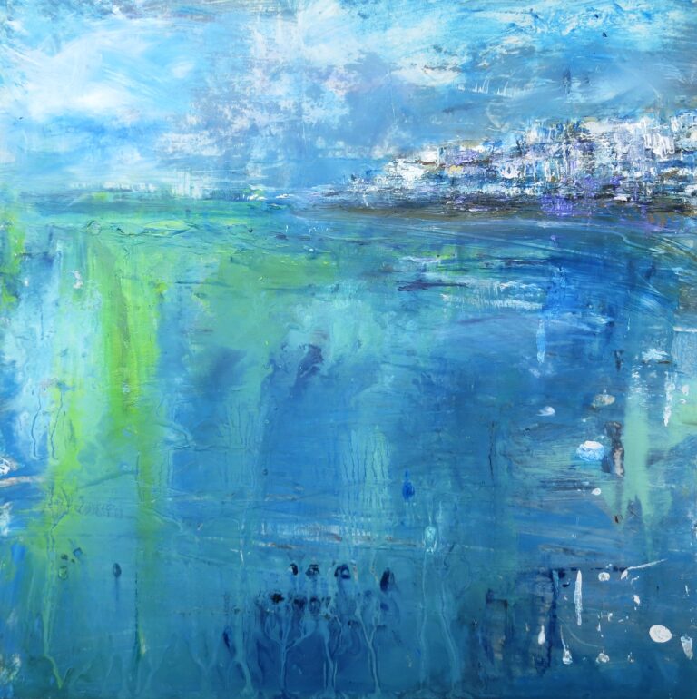 Coastal town v2 blues and greens oil